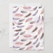 Boho Bloemen Waterverf veren Baby shower Kaart (Achterkant)