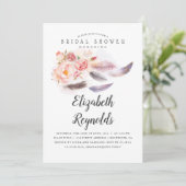 Boho Bloemen Waterverf veren Vrijgezellenfeest Kaart (Staand voorkant)