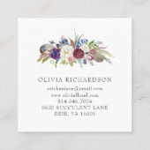  Boho Bloemen | Waterverf Vierkante Visitekaartje (Achterkant)