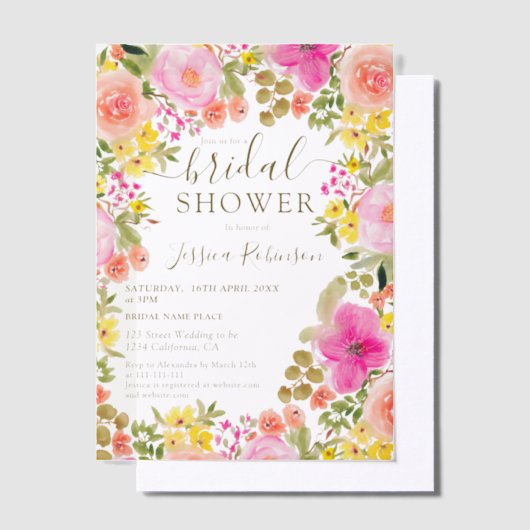 Boho  Bloemen Waterverf Vrijgezellenfeest Vellum Uitnodigingen (Offset)