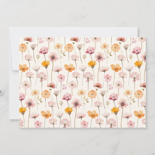 Boho Bloemen Waterverf Wildbloemen Afstuderen Aankondiging (Achterkant)