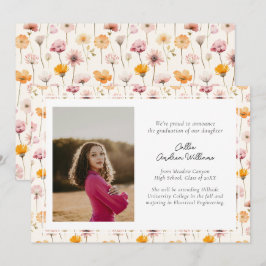 Boho Bloemen Waterverf Wildbloemen Afstuderen Aankondiging