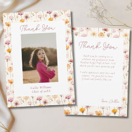 Boho Bloemen Waterverf Wildbloemen Afstuderen Bedankkaart