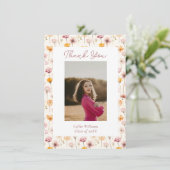 Boho Bloemen Waterverf Wildbloemen Afstuderen Bedankkaart (Staand voorkant)