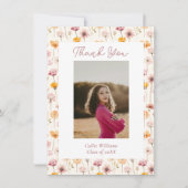 Boho Bloemen Waterverf Wildbloemen Afstuderen Bedankkaart (Voorkant)