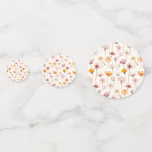 Boho Bloemen Waterverf Wildbloemen Afstuderen Confetti (Voorkanten)