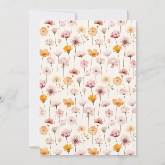 Boho Bloemen Waterverf Wildbloemen Afstuderen Kaart (Achterkant)