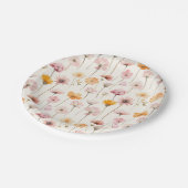 Boho Bloemen Waterverf Wildbloemen Papieren Bordje (Gekanteld)