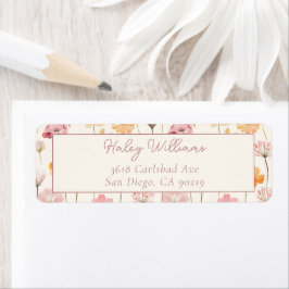 Boho Bloemen Waterverf Wildflower Adres Etiket