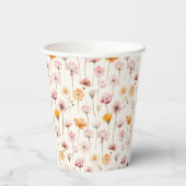 Boho Bloemen Waterverf Wildflower Papieren Bekers (Achterkant)