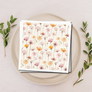Boho Bloemen Waterverf Wildflower Servet