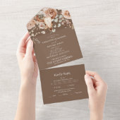 Boho Bloemen Westerne bruiloft All In One Uitnodiging (Afscheurbaar)