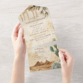 Boho Bloemen Westerne bruiloft All In One Uitnodiging (Afscheurbaar)