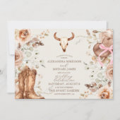 Boho Bloemen Westerne bruiloft Kaart (Voorkant)