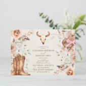 Boho Bloemen Westerne bruiloft Kaart (Staand voorkant)