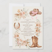 Boho Bloemen Westerne bruiloft Kaart (Voorkant)