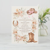 Boho Bloemen Westerne bruiloft Kaart (Staand voorkant)