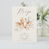 Boho Bloemen Westerne bruiloft RSVP Kaartje (Staand voorkant)