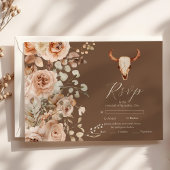 Boho Bloemen Westerne bruiloft RSVP Kaartje