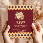 Boho Bloemen Westerne bruiloft RSVP Kaartje