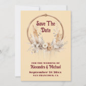 Boho Bloemen Westerne bruiloft Save The Date (Voorkant)