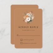 Boho Bloemen Westerse Huwelijksreactiekaart RSVP Kaartje (Voorkant / Achterkant)