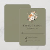 Boho Bloemen Westerse Trouw Reactiekaart RSVP Kaartje (Voorkant / Achterkant)
