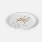 Boho Bloemen Wieg Bassinet Meisje Baby shower Papieren Bordje (Gekanteld)