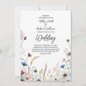 Boho Bloemen Wildbloem Bruiloft Kaart (Voorkant)