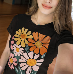 Boho Bloemen Wilde Madelief T-shirt