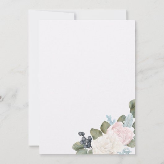 Boho Bloemen Winter Dank u Bedankkaart (Achterkant)