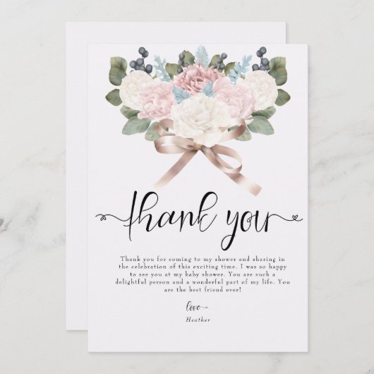 Boho Bloemen Winter Dank u Bedankkaart (Voorkant / Achterkant)