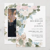 Boho Bloemen Winter Huwelijksuitnodigingen Kaart (Voorkant / Achterkant)