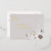 Boho Bloemen Winter rustieke Botanische RSVP Folie Uitnodiging Briefkaart (Voorkant / Achterkant)