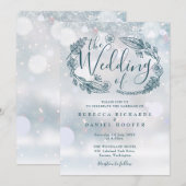 Boho Bloemen Winter Sneeuwvlokken Bruiloft Kaart (Voorkant / Achterkant)