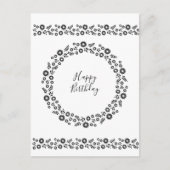 Boho bloemen, witte en zwarte groeten briefkaart (Voorkant)