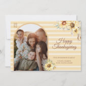 Boho Bloemen Zonnebloemen Boog Happy Thanksgiving Feestdagenkaart (Voorkant)