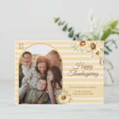 Boho Bloemen Zonnebloemen Boog Happy Thanksgiving Feestdagenkaart (Staand voorkant)
