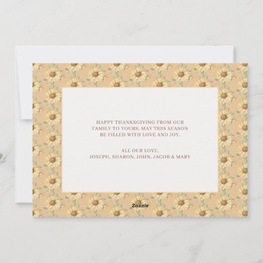 Boho Bloemen Zonnebloemen Boog Happy Thanksgiving Feestdagenkaart (Achterkant)