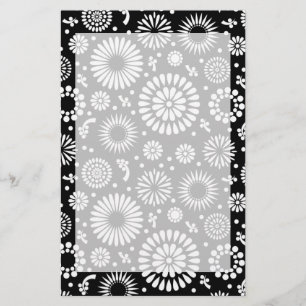 Boho bloemen Zwart en wit vector bloempatroon Briefpapier