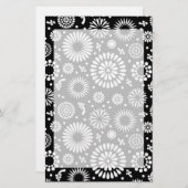 Boho bloemen Zwart en wit vector bloempatroon Briefpapier (Voorkant / Achterkant)
