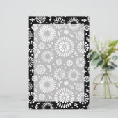 Boho bloemen Zwart en wit vector bloempatroon Briefpapier (Staand voorkant)