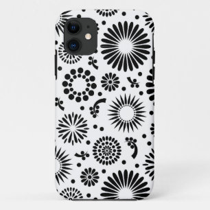 Boho bloemen Zwart en wit vector bloempatroon Case-Mate iPhone Case