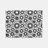 Boho bloemen Zwart en wit vector bloempatroon Fleece Deken (Voorkant (Horizontaal))