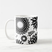 Boho bloemen Zwart en wit vector bloempatroon Koffiemok (Links)