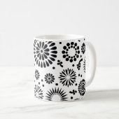 Boho bloemen Zwart en wit vector bloempatroon Koffiemok (Voorkant rechts)