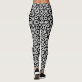 Boho bloemen Zwart en wit vector bloempatroon Leggings (Achterkant)
