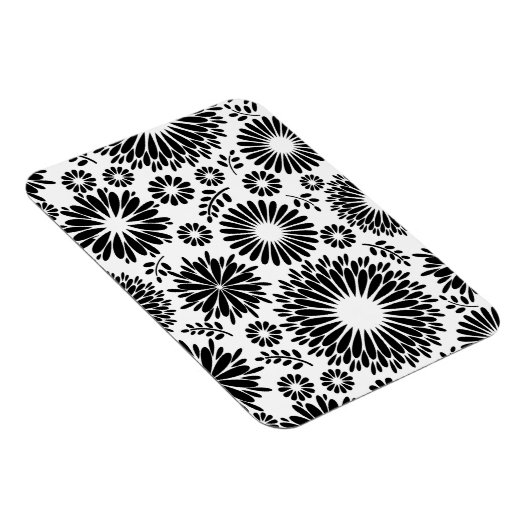 Boho bloemen Zwart en wit vector bloempatroon Magneet (Rechterzijde)