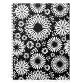 Boho bloemen Zwart en wit vector bloempatroon Notitieboek (Voorkant)