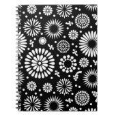 Boho bloemen Zwart en wit vector bloempatroon Notitieboek (Voorkant)